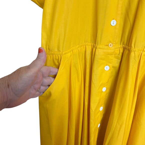 Vintage 1970s Womens Yellow House Dress Size 14 Whimsy Cottage Country Mature - Picture 3 of 5